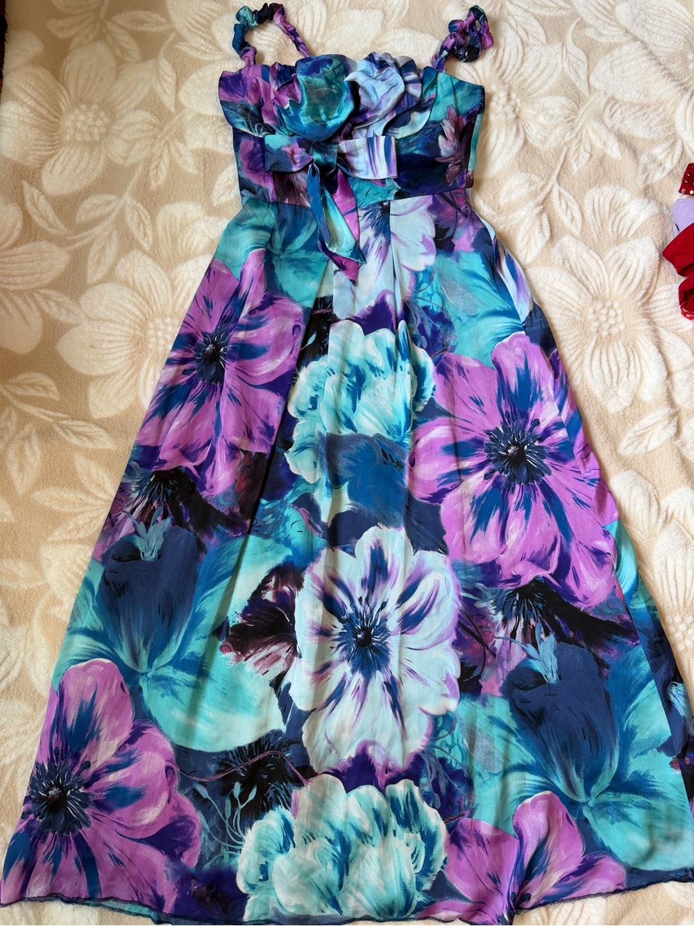 ELFE Floral Maxi Dress in Teal, Purple & Blue